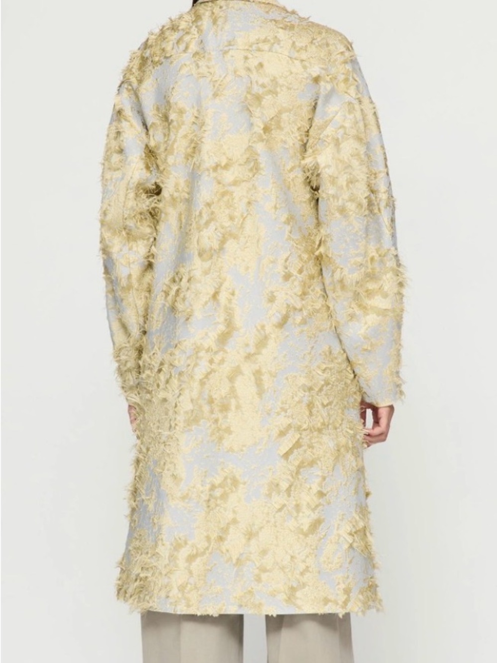 Lafayette 148 New York Pale Blue and Cream Textured Trench Coat - Picture 3 of 4